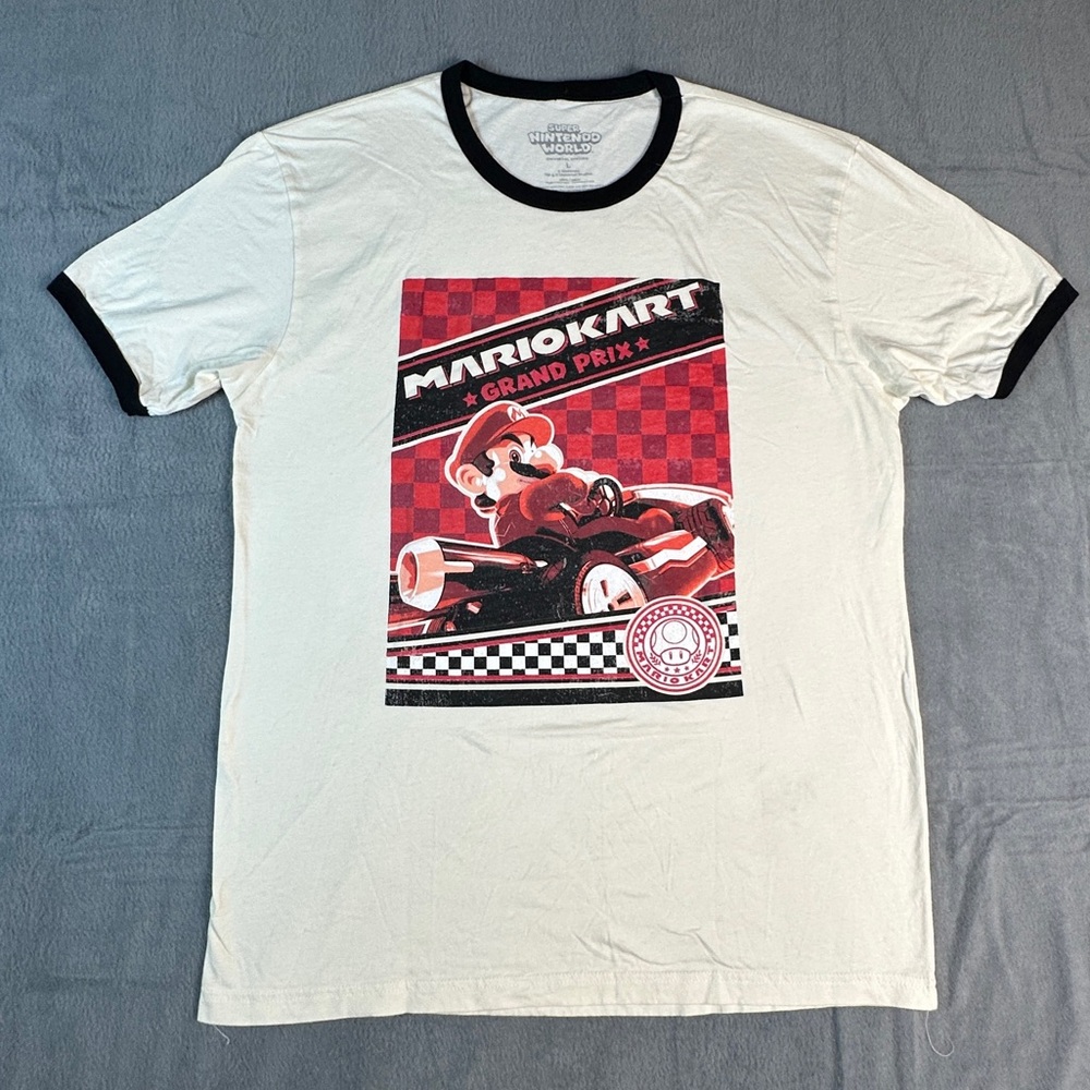 Super Nintendo World Mario Kart Ringer T Shirt Mens Large Grand Prix Tee